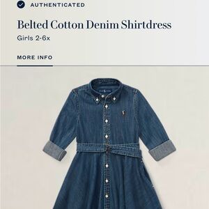 Polo Ralph Lauren Girls 100% Cotton Denim Shirtdress